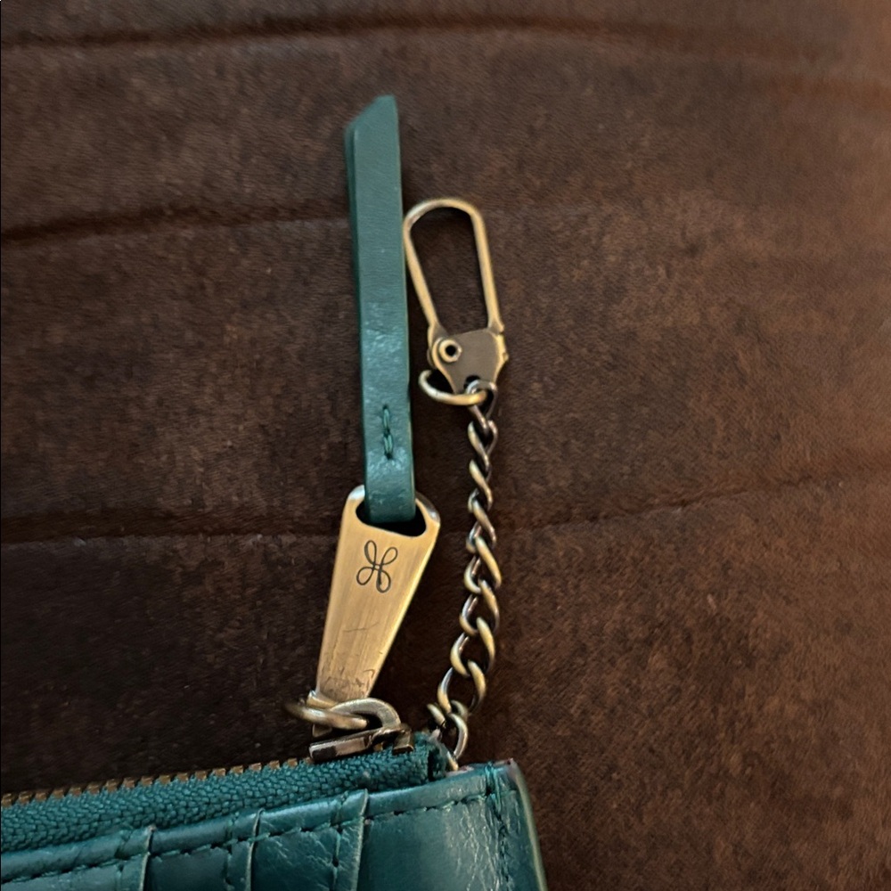 HOBO Teal Leather Card & Key Holder with Gold Hardware - Picture 3 of 4